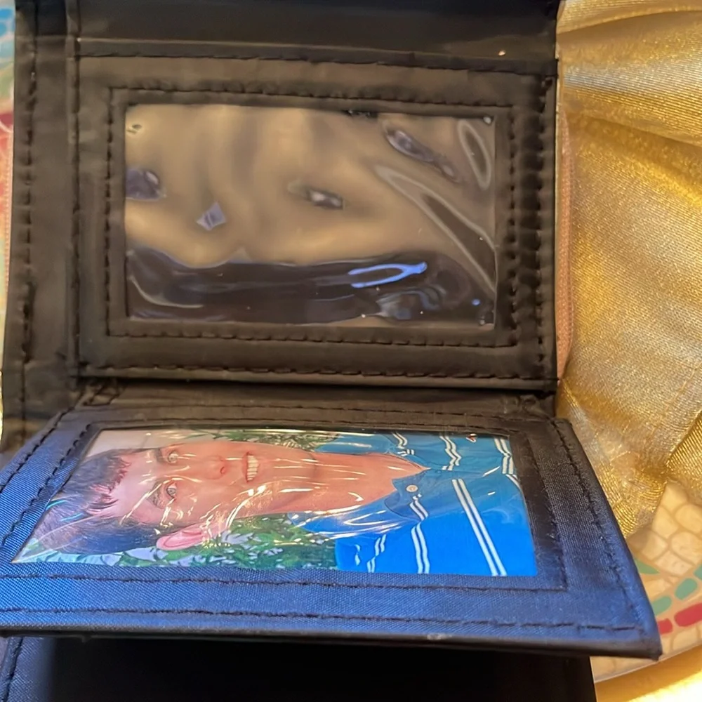 Gold metallic Mermaid Coin purse photo wallet w back zipper Excellent preowned